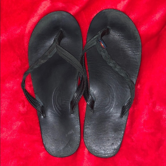 LN Women’s Size 7 Black RAINBOW Flip Flop Sandals - Picture 1 of 1